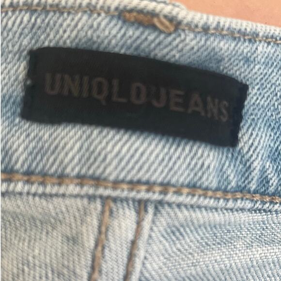Women's Uniqlo Light Blue Slim Flared High Rise Frayed Hem Jeans Sz 10 - Picture 3 of 8